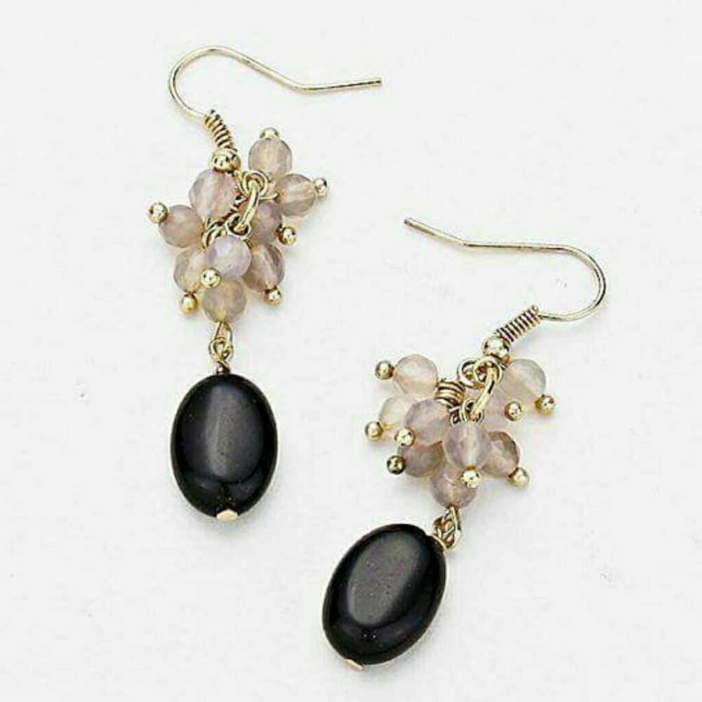 Stone beaded dangle earrings NWT