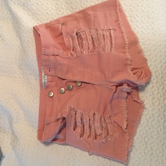 MINKPINK high waisted pink denim short