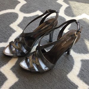Nine West metallic silver strappy heels - Size 7.5