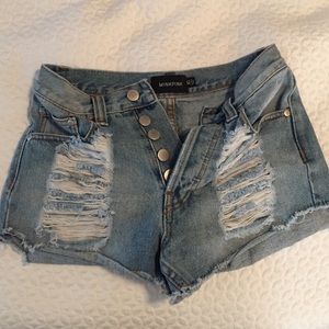 MINKPINK high waisted denim shorts