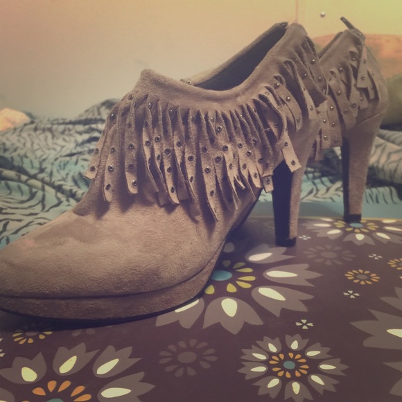 Brown Fringe Booties
