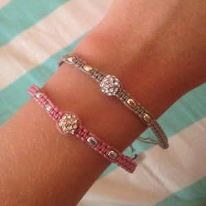 Best friend bracelet/anklet set!! Pink & Grey