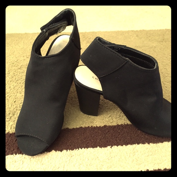 Black peep toe booties