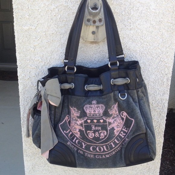 Juicy Couture Pink&Grey Velour Daydreamer Purse - Picture 2 of 3