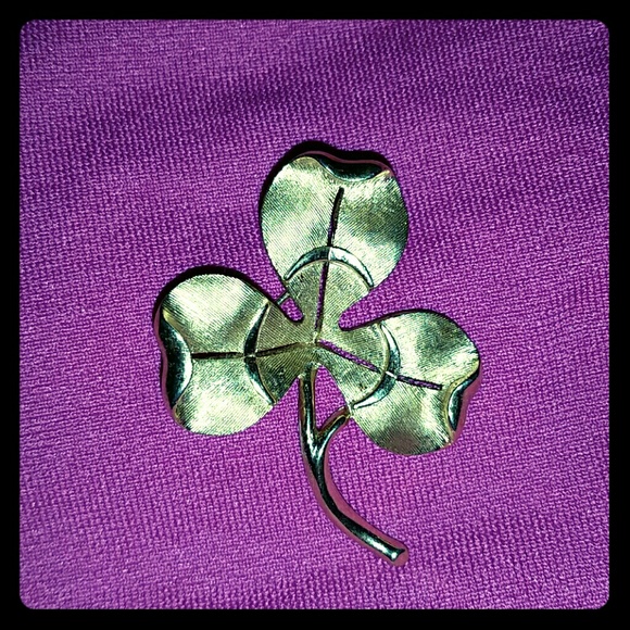 Signed trifari  3 leaf clover pin.