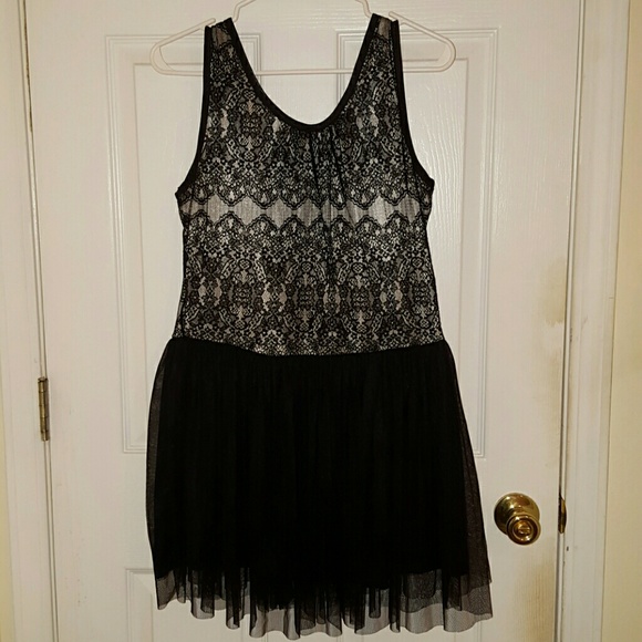 Black lace and tulle dress.