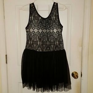 Black lace and tulle dress.