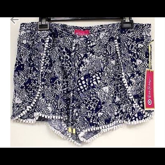 Navy and white lily for target shorts
