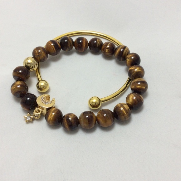 Tigers Eye with Euro gold bracelet set