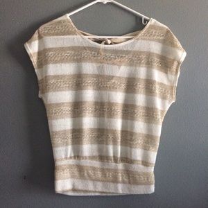 gold and white striped top