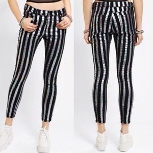 MINKPINK Holographic Oil Spill Striped Jeans
