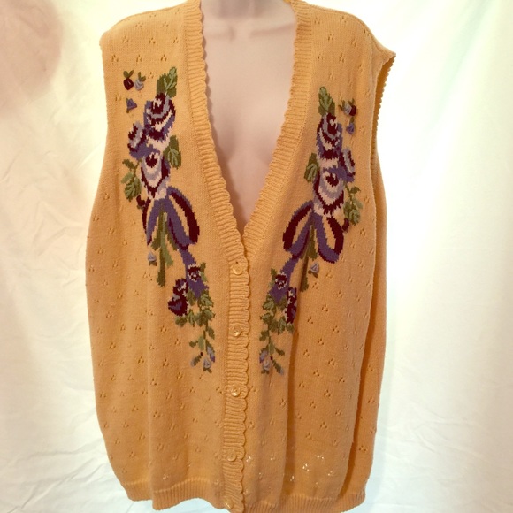 Beautifully hand embroidered yellow sweater vest