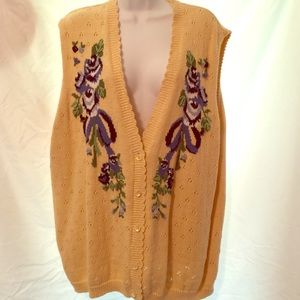 Beautifully hand embroidered yellow sweater vest