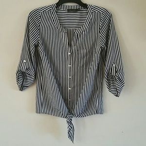Striped Front Tie button up