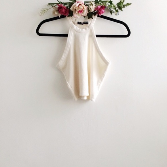 Brandy Melville high neck crop top in ivory