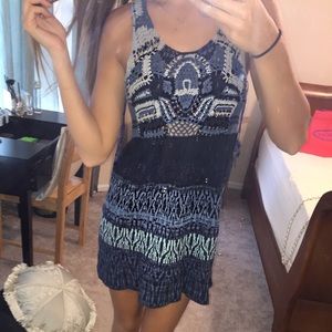 NWT Free People crocheted/beaded navy dress