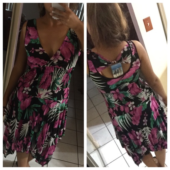 🆕Pink Black Floral Asymmetrical Fall Sexy Casual