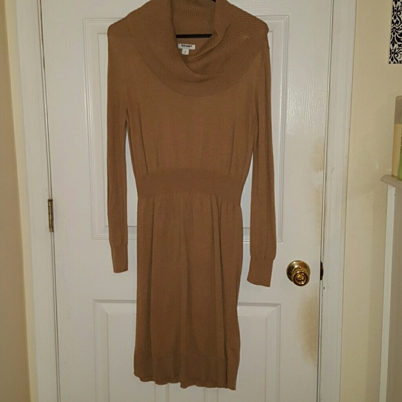 Camel colored, long sleeve, sweater dress
