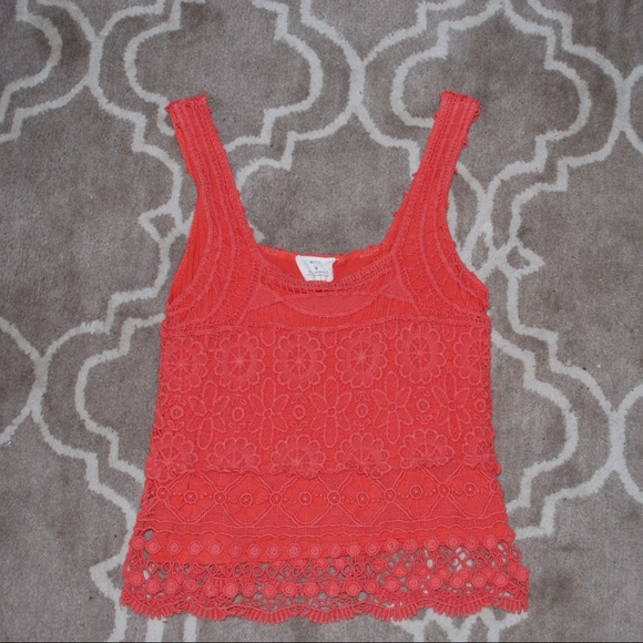 Urban Outfitters Coral Lace Top