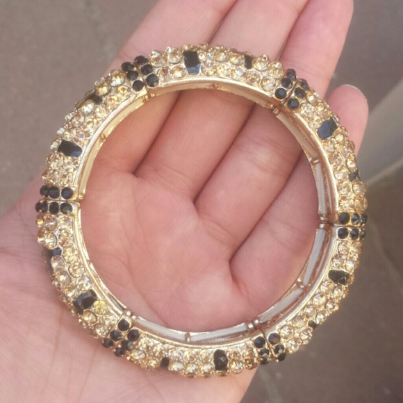 Rhinestone stretch statement bracelet