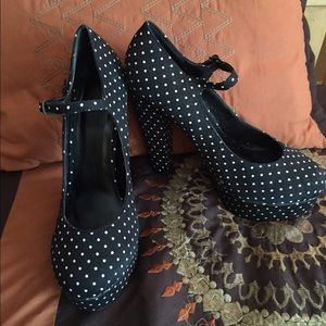 Forever 21 polka dot peep toe high heels