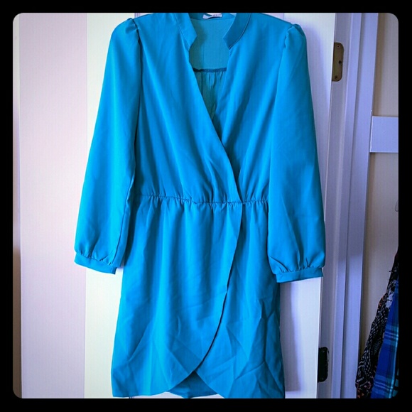 Teal long sleeve dress
