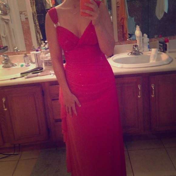 Ball gown floor length pink shimmery ombré