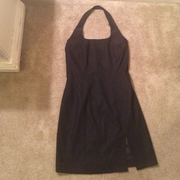 Cache black halter dress with slit