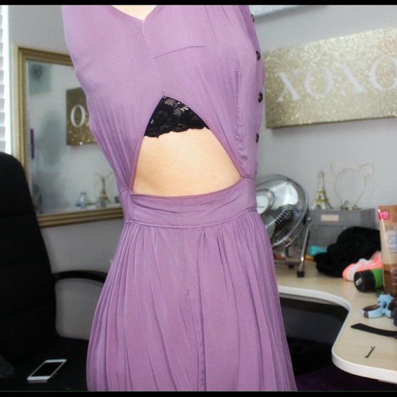 SOLDPurple Cut Out Dress - Picture 3 of 4