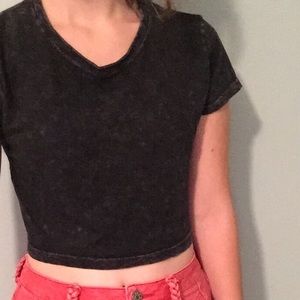 Grey and black speckled crop top