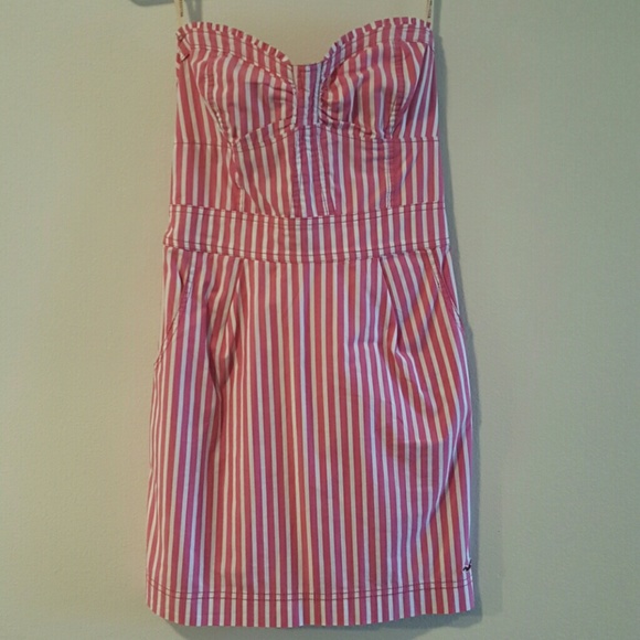 pinstripe strapless hollister dress
