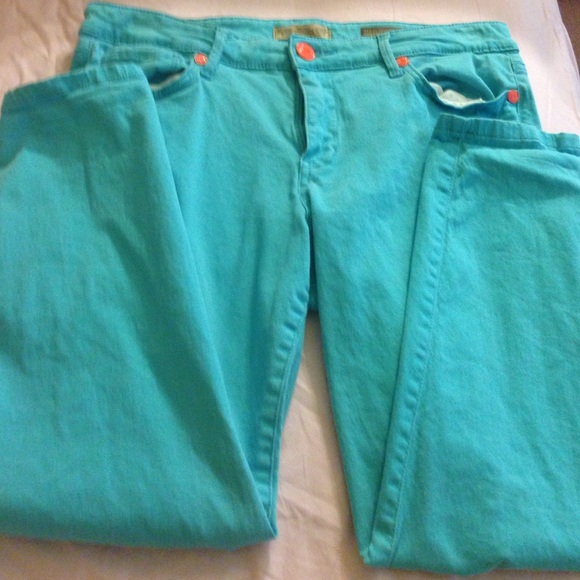 Baby Blue Bottoms With Orange Buttons!