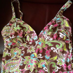 Athleta 2 piece Floral & Brown Tankini