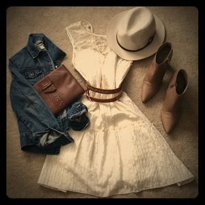 Cream Colored Dress with Lace by Single Dress