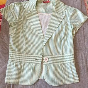 Green/White Striped Blazer