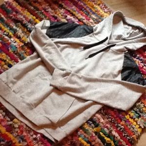 Grey, Shoulder-Embellished Hoodie