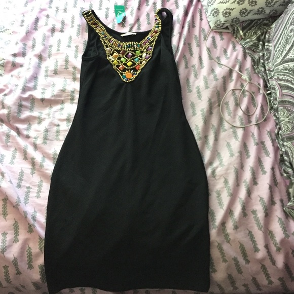 Black dress with beaded neck