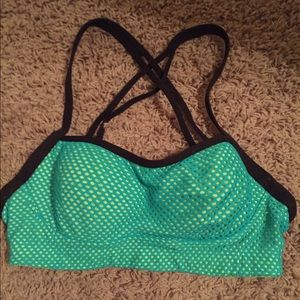 VSX Sport Angels Sports Bra in Green w/ Blue Mesh