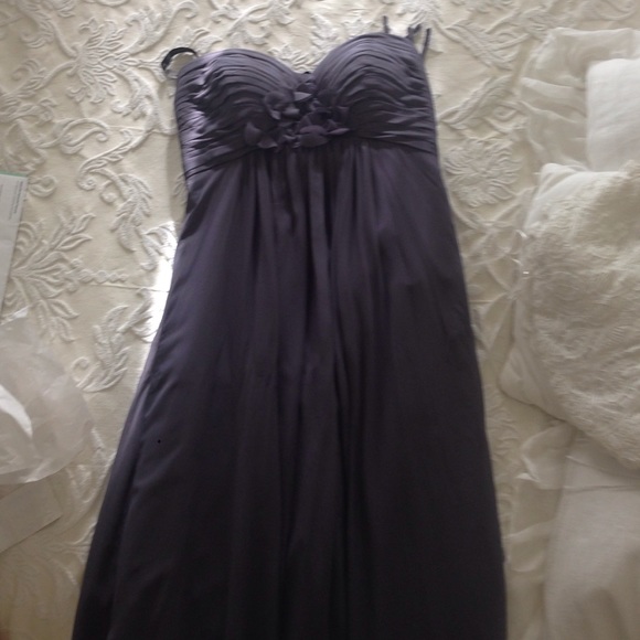 Bill Levkoff Charcoal Floor Length Strapless Gown
