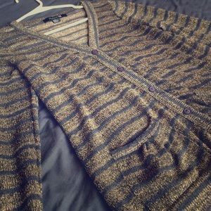 Grey and golden striped sweater / cardigan