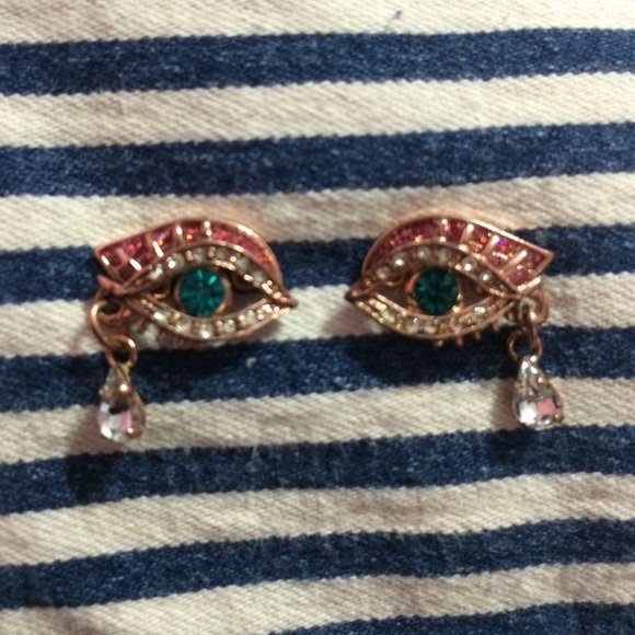 Betsy Johnson crying eye studs.