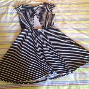 SKATER DRESS WITH BLACK AND WHITE STRIPES