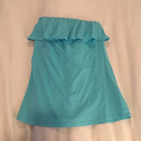 Lily Pulitzer Blue Cotton Strapless Top
