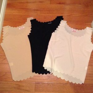Set of 3 Scalloped Tank Tops