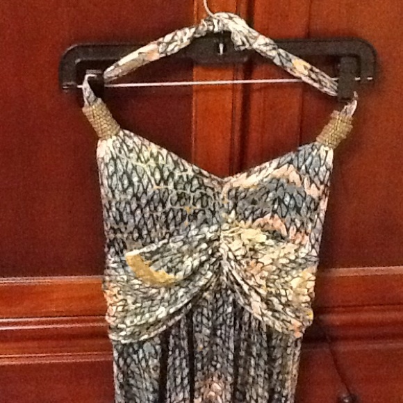 Pink blue and gold summer dress