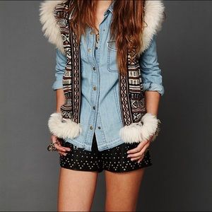 Free people vegan leather studded rocker shorts