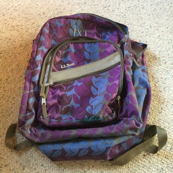 Monogrammed L.L. bean backpack