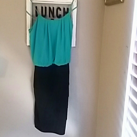 Black & turquoise green dress