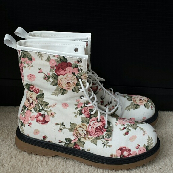 Brand new floral combat boots