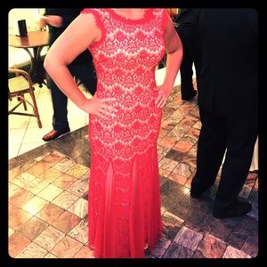 Red lace cocktail dress